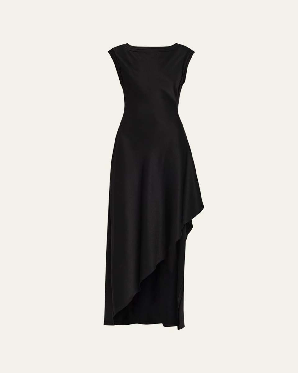 Crepe Back Satin Asymmetric Gown